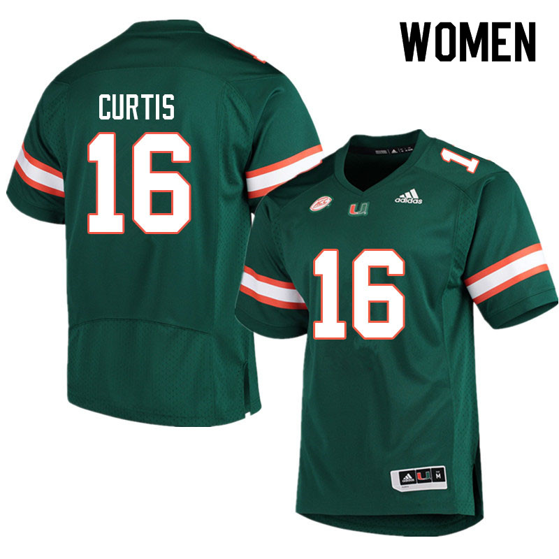 Women #16 Malik Curtis Miami Hurricanes College Football Jerseys Sale-Green